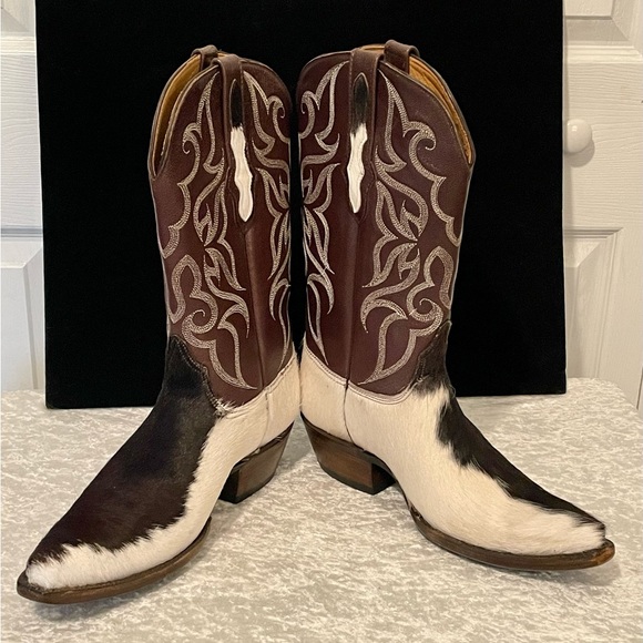 Black Jack Shoes Cowhide Boots Calf Hair On Hide Cowboy Boots Nib Handmade Western Boots